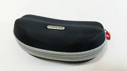Torege Eyeglass Sun Glass Case Hard Side Black Fabric with Gray Zipper