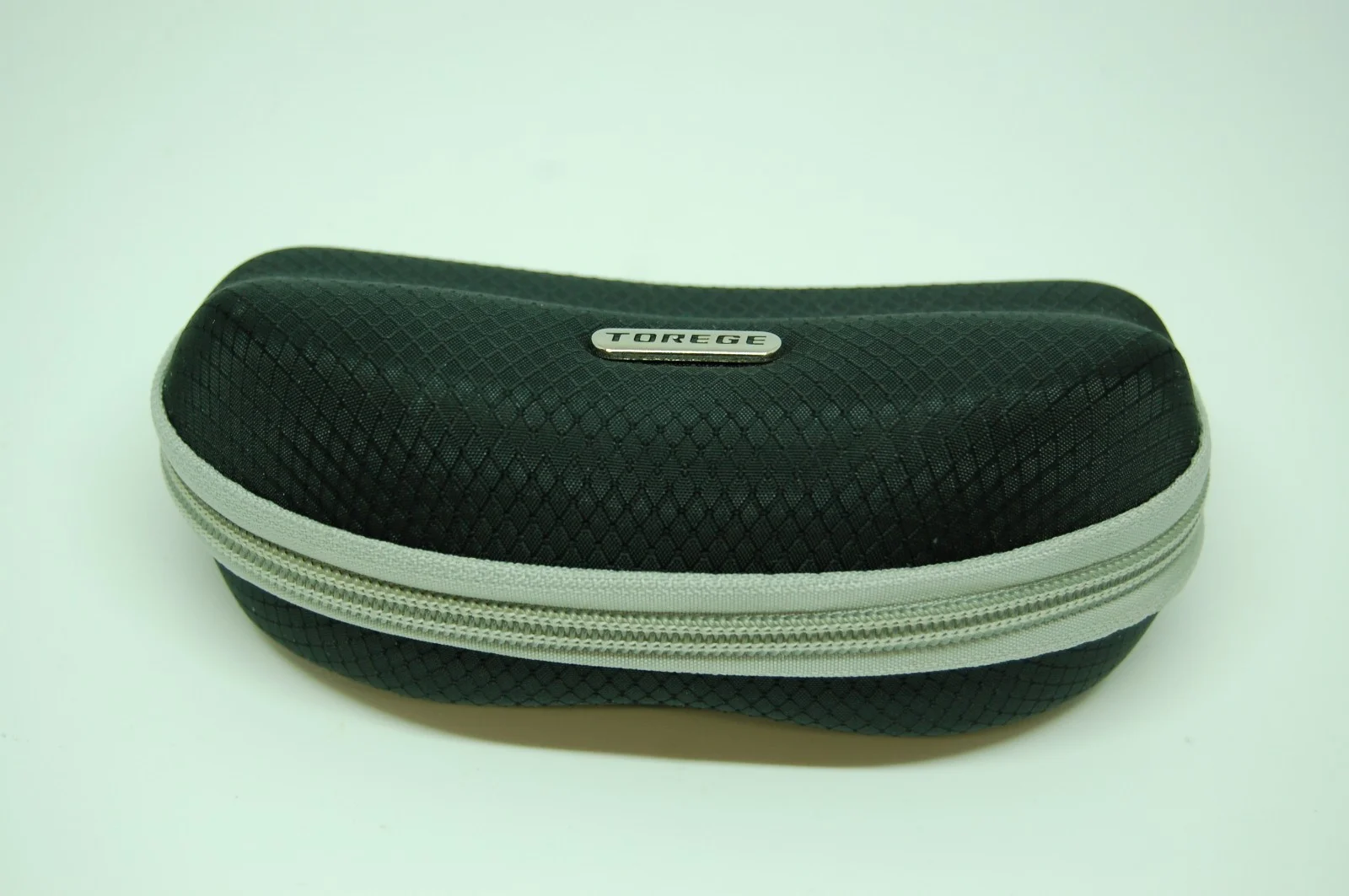 Torege Eyeglass Sun Glass Case Hard Side Black Fabric with Gray Zipper 2